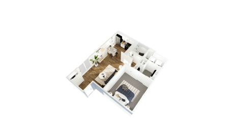 a floor plan of a house with a bedroom and a living room