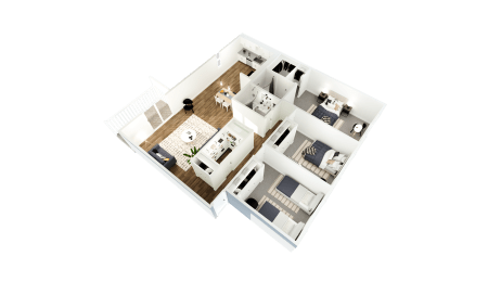 a floor plan of a house with a bedroom and a living room