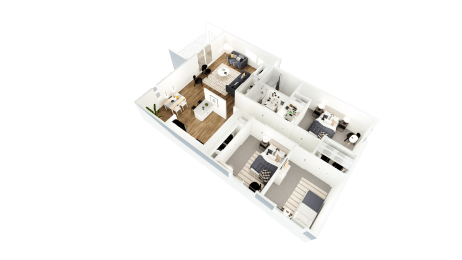 a 3d floor plan of a house