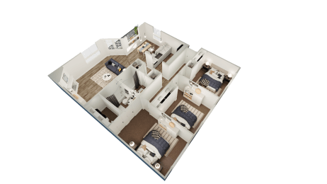 a 3d floor plan of a house