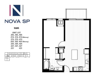 floor plan of 55 north luxury apartments to rent in the north end of boston