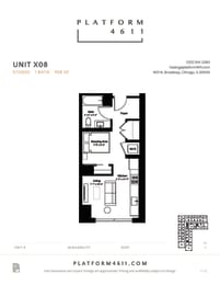 Studio floor plan of unit x96 at Platform 4611, Chicago, IL