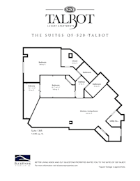 A Talbot Suites floor plan shows a 1,440 square foot suite with a balcony.
