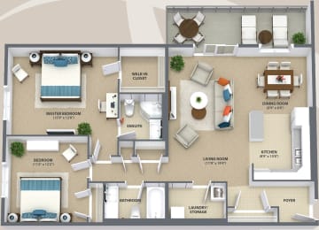  Floor Plan 2 Bedroom - 2A