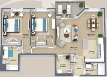  Floor Plan 2 Bedroom - 2C