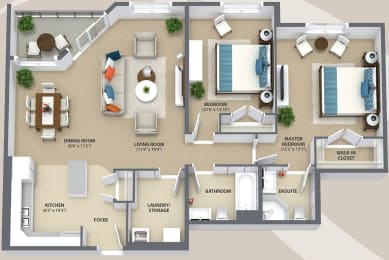  Floor Plan 2 Bedroom - 2D