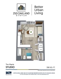 Maple Studio floorplan. Barrier Free
