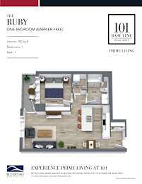 The Ruby, barrier free floor plan one bedroom  at 101 Base Line Road West, London