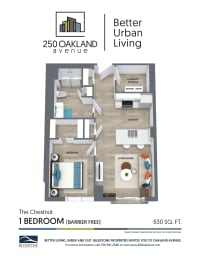 a floor plan of the chestnut 1 bedroom