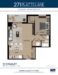 The Stanley apartment, 1 bedroom,. 1 bathroom, balcony 750 square feet