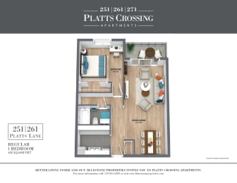 3d furnished floor plan for the platte crossing apartments