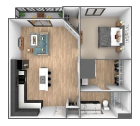 Caraway Floor Plan at Clove Apartments, Omaha, NE, 68114