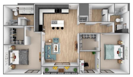 Curry Floor Plan at Clove Apartments, Omaha, NE