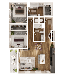 Kite Floor Plan at Parallel Apartments, Omaha, NE, 68106