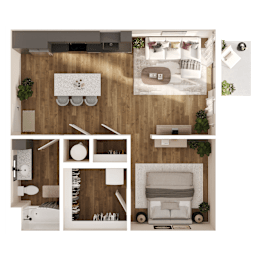 Ray Floor Plan at Parallel Apartments, Omaha, NE, 68106
