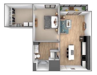Vanilla Floor Plan at Clove Apartments, Omaha, NE, 68114