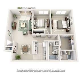 A drawing of a house layout with a kitchen, living room, and bathroom.