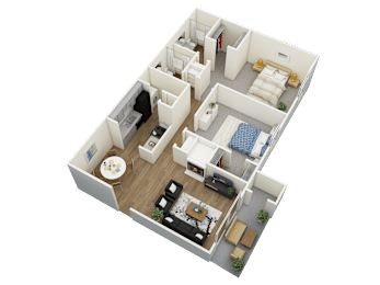 bedroom floor plan an in 3d