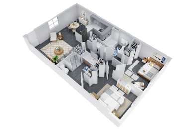 bedroom floor plan an in 3d