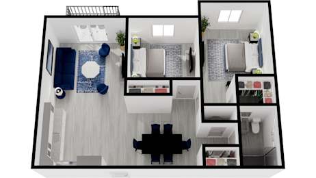 a floor plan of a bedroom with a bathroom and a living room