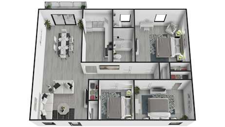 A black and white image of a floor plan of a house.