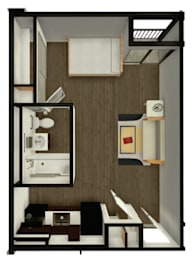 A 3D rendered image of a modern bathroom.