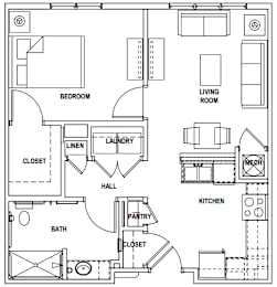 one bedroom Floor Plan at Sweetwater Point, Douglasville