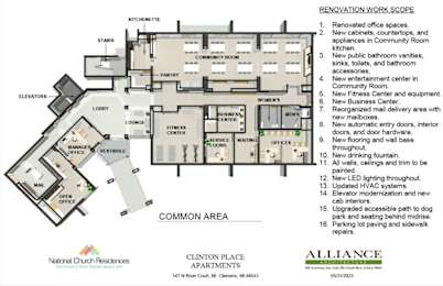 A floor plan for the renovation of Clinton Place Apartments.