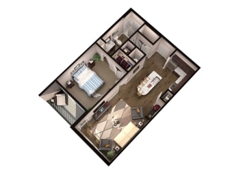1 Bed 1 Bath Floor Plan  | 752 Sq. Ft. at Residence at Riverwatch, Georgia, 30909