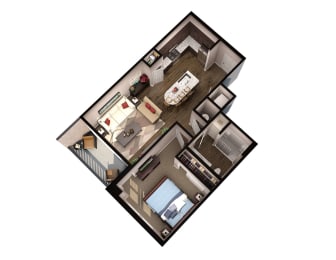 1 Bed 1 Bath Floor Plan  | 663 Sq. Ft. at Residence at Riverwatch, Georgia