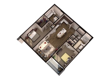 2 Bed 2 Bath Floor Plan | 1,133 Sq. Ft. at Residence at Riverwatch, Augusta, GA