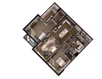 2 Bed 2 Bath Floor Plan | 1,183 Sq. Ft. at Residence at Riverwatch, Augusta, 30909