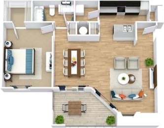 1 Bed 1 Bath Floor Plan with 925 Sq. Ft. at High Ridge Apartments, Georgia