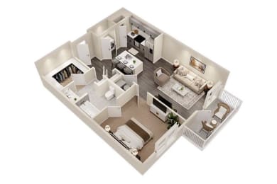 1 Bed 1 Bath Floor Plan | 828 Sq. Ft. at The Flats at Southlawn Apartments, Lawrenceville