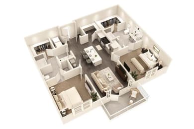 2 Bed 2 Bath Floor Plan | 1,163 Sq. Ft. at The Flats at Southlawn Apartments, Lawrenceville, GA