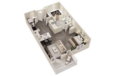 Studio 1 Bath Floor Plan | 670 Sq. Ft. at The Flats at Southlawn Apartments, Lawrenceville, GA 30046