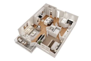 1 Bed 1 Bath Floor Plan | 807 Sq. Ft. at The Flats at Southlawn Apartments, Lawrenceville, 30046