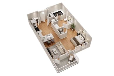 Studio 1 Bath Floor Plan | 622 Sq. Ft. at The Flats at Southlawn Apartments, Lawrenceville