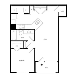 1 Bed 1 Bath Floor Plan | 760 Sq. Ft. at Promenade at Newnan Crossing, Georgia