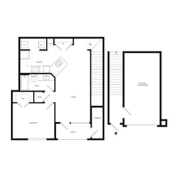 1 Bed 1 Bath Floor Plan | 860 Sq. Ft. at Promenade at Newnan Crossing, Newnan, 30265