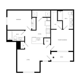 2 Bed 2 Bath Floor Plan | 964 Sq. Ft. at Promenade at Newnan Crossing, Newnan
