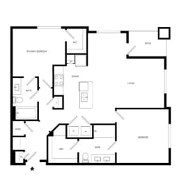 2 Bed 2 Bath Floor Plan | 1,172 Sq. Ft. at Promenade at Newnan Crossing, Newnan Georgia