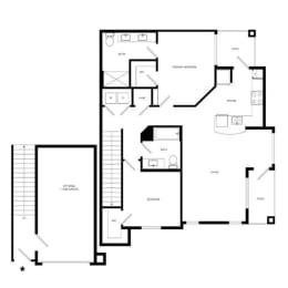 2 Bed 2 Bath Floor Plan | 1,177 Sq. Ft. at Promenade at Newnan Crossing, Georgia, 30265