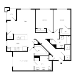 3 Bed 2 Bath Floor Plan | 1,275 Sq. Ft. at Promenade at Newnan Crossing, Georgia