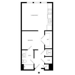 Studio 1 Bath Floor Plan | 577 Sq. Ft. at Promenade at Newnan Crossing, Georgia, 30265