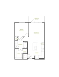A1 Floor Plan | 705 Sq. Ft. at The Quincy Apartments, Acworth, 30102