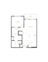 A2 Floor Plan | 756 Sq. Ft. at The Quincy Apartments, Acworth, GA, 30102