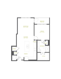 A4 Floor Plan | 878 Sq. Ft. at The Quincy Apartments, Acworth, GA, 30102
