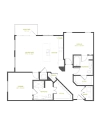 B3 Floor Plan | 1,203 Sq. Ft. at The Quincy Apartments, Acworth, GA, 30102
