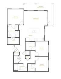 C1 Floor Plan | 1,403 Sq. Ft. at The Quincy Apartments, Georgia, 30102
